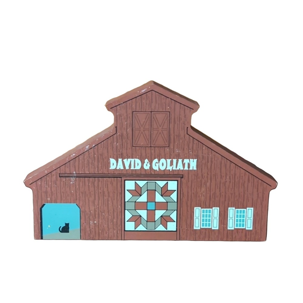 Cat's Meow Village David & Goliath Quilt Barn 2011 Wooden Collectible 11-511